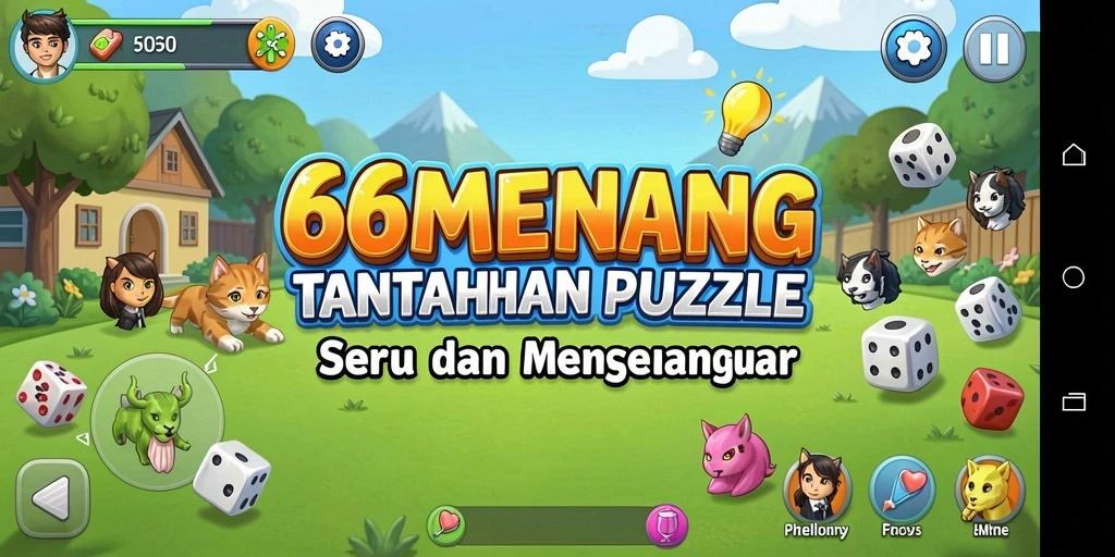 Tampilan seru dari gameplay Puzzle 66MENANG yang menantang.