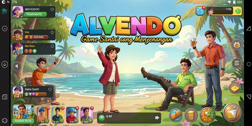 Tampilan gameplay ALVENDO dengan grafis yang cerah dan menarik.
