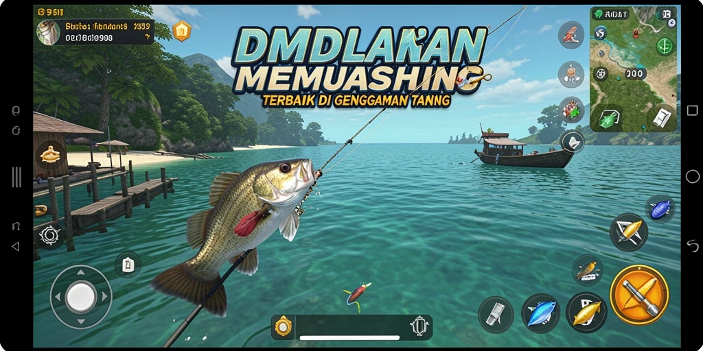 Gameplay DMD999 dengan aksi memancing yang seru dan menantang.