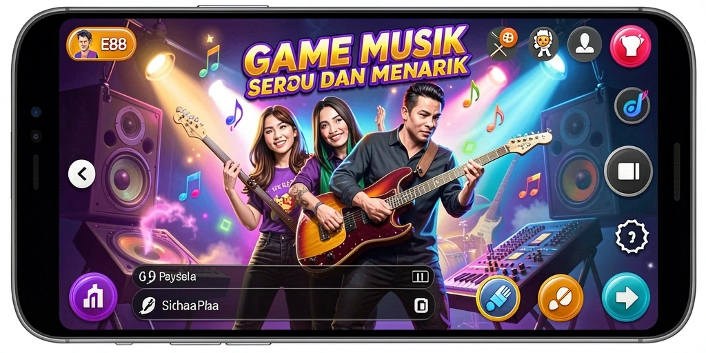 Screenshot E88 menampilkan momen seru dalam permainan musik.