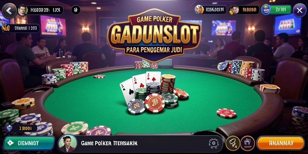 Screenshot GADUNSLOT menampilkan gameplay seru dalam permainan Poker.