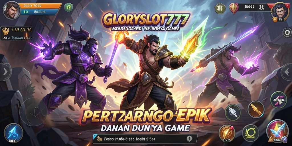 Tampilan menegangkan dari pertarungan di GLORYSLOT777 antara dua karakter.