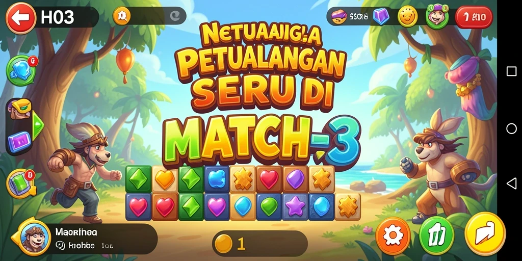 Tangkapan layar H03 menampilkan gameplay yang penuh warna di dunia Match-3.