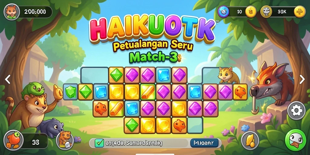 Tampilan gameplay HAIKUOTK yang penuh warna dan menantang.