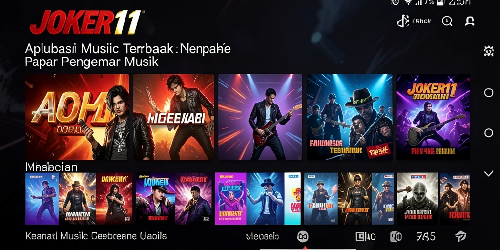 Tampilan gameplay JOKER11 dengan daftar putar dan lagu-lagu terbaru.