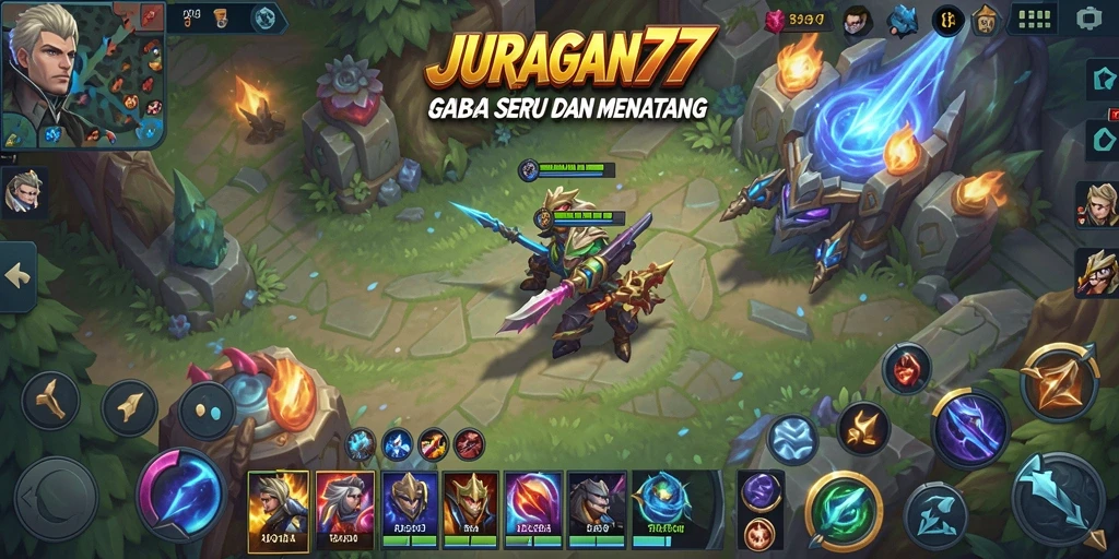 Tampilan aksi seru dalam pertandingan MOBA JURAGAN77