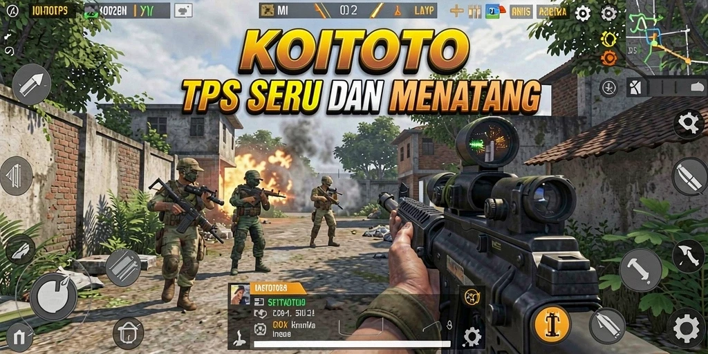 Tampilan gameplay KOITOTO yang menegangkan dalam pertempuran TPS.