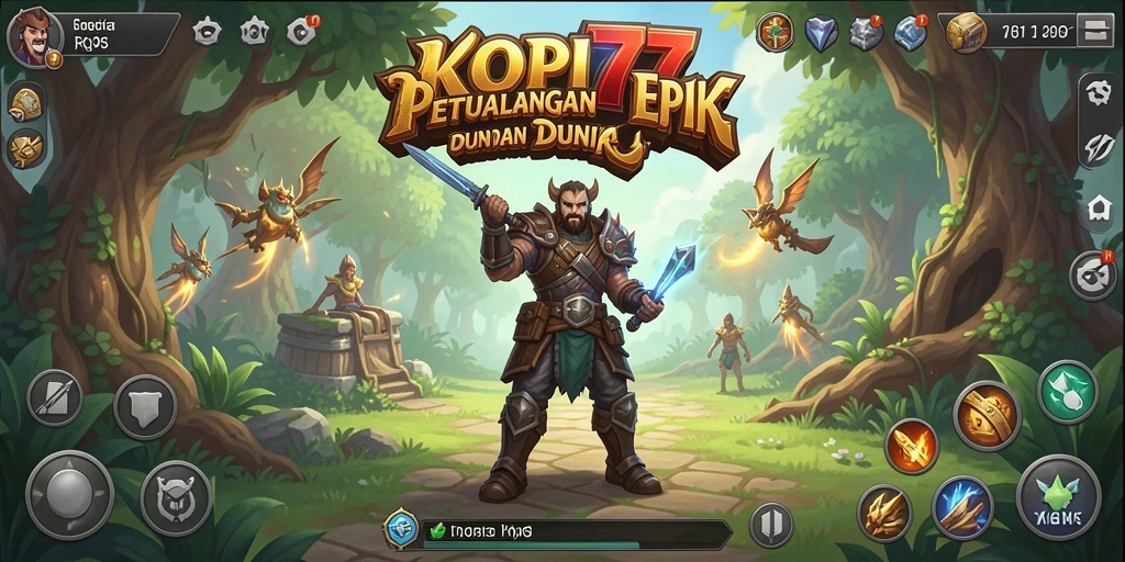 Screenshot permainan RPG KOPI77 menampilkan pertarungan mendebarkan.