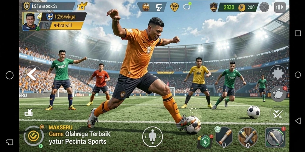 Screenshot gameplay menampilkan pertandingan olahraga yang seru dan interaktif.
