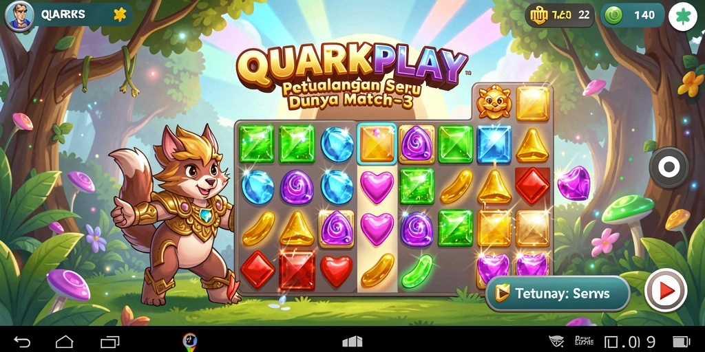 Tampilan menawan dari game Match-3 QUARKPLAY saat bermain.
