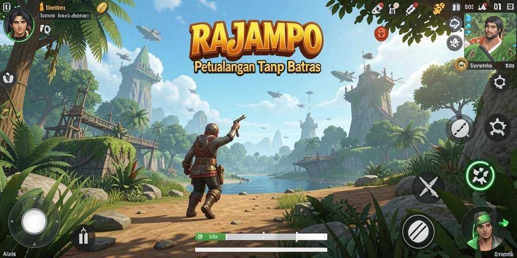 Tangkapan layar gameplay RAJAMPO yang menampilkan eksplorasi dunia terbuka.