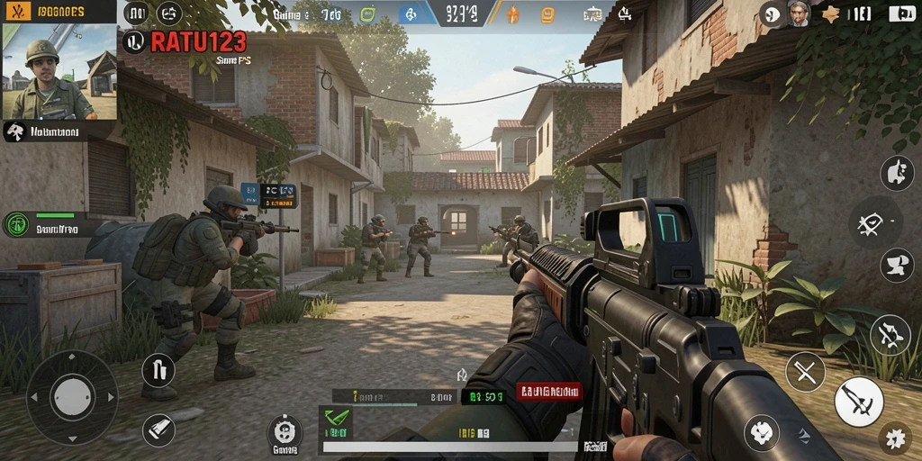 Tampilan gameplay seru dengan aksi tembak-menembak di RATU123.