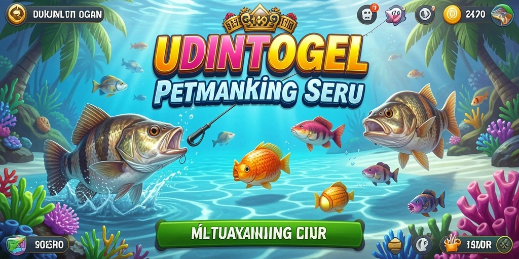 Screenshot gameplay UDINTOGEL menampilkan momen memancing yang mendebarkan.