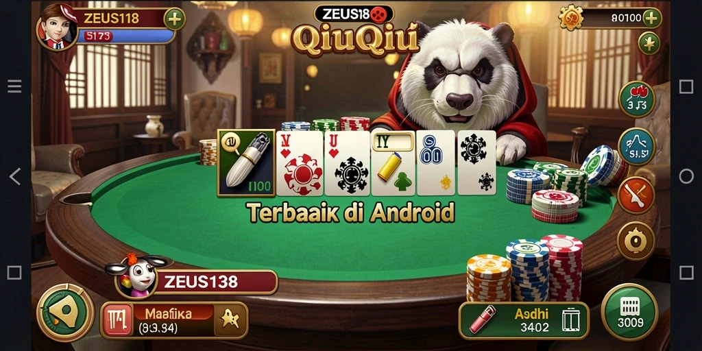 Tampilan gameplay seru di ZEUS138 dengan kartu QiuQiu.